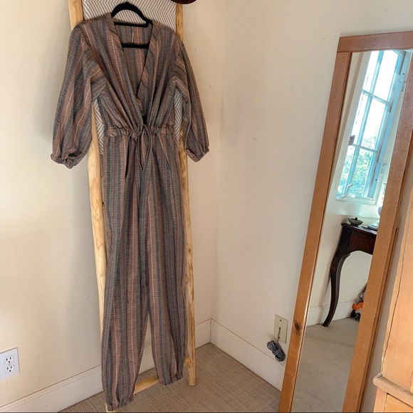 Free People Striped Linen Jumpsuit - Picture 2 of 4